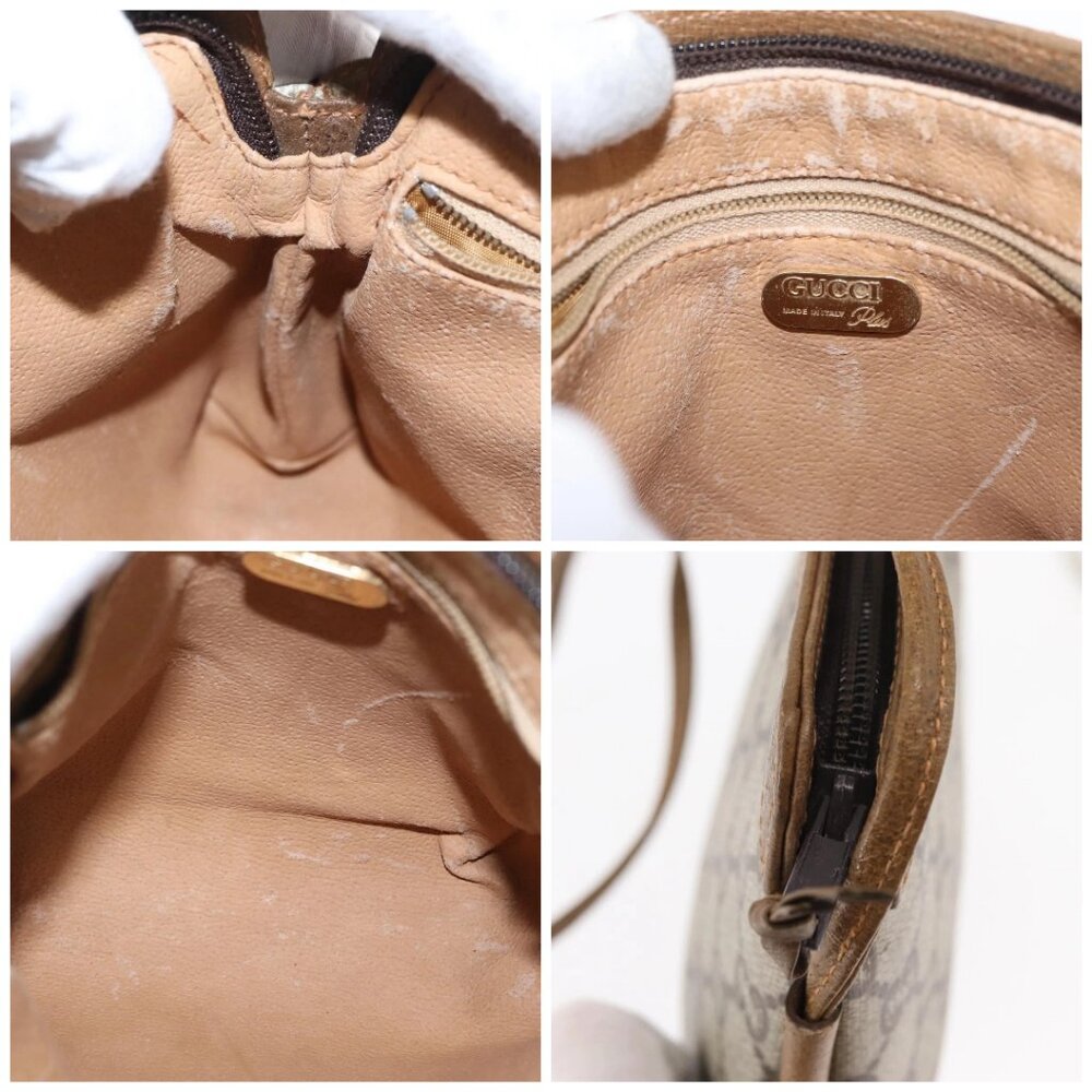 GUCCI GG Plus Supreme Shoulder Bag PVC Leather Beige Gold Auth 156788 - Picture 15 of 16